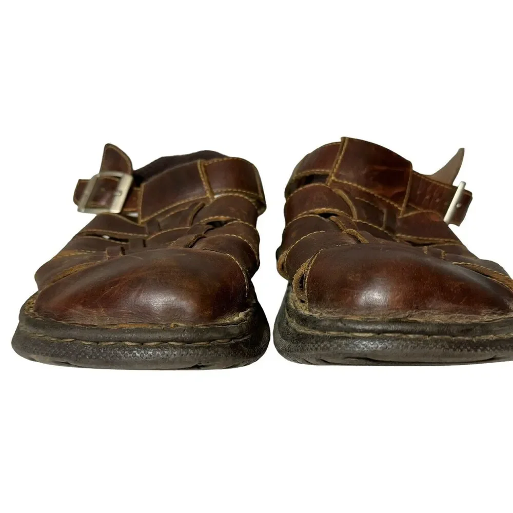Born Handcrafted Footwear Brown Leather Fisherman Sandals Men's Chunky Buckle